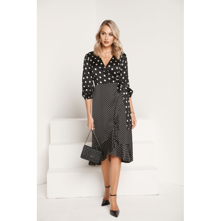 Tia Black White spot dress